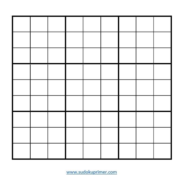 Blank sudoku grid in jpeg format